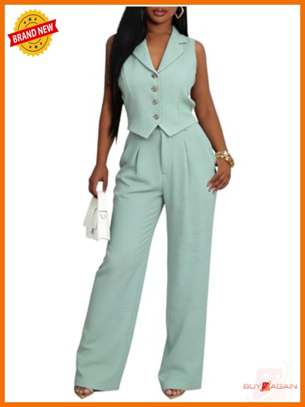 Two Piece Outfits Sleeveless Vest Blazer Wide Leg Pants Suit Sets